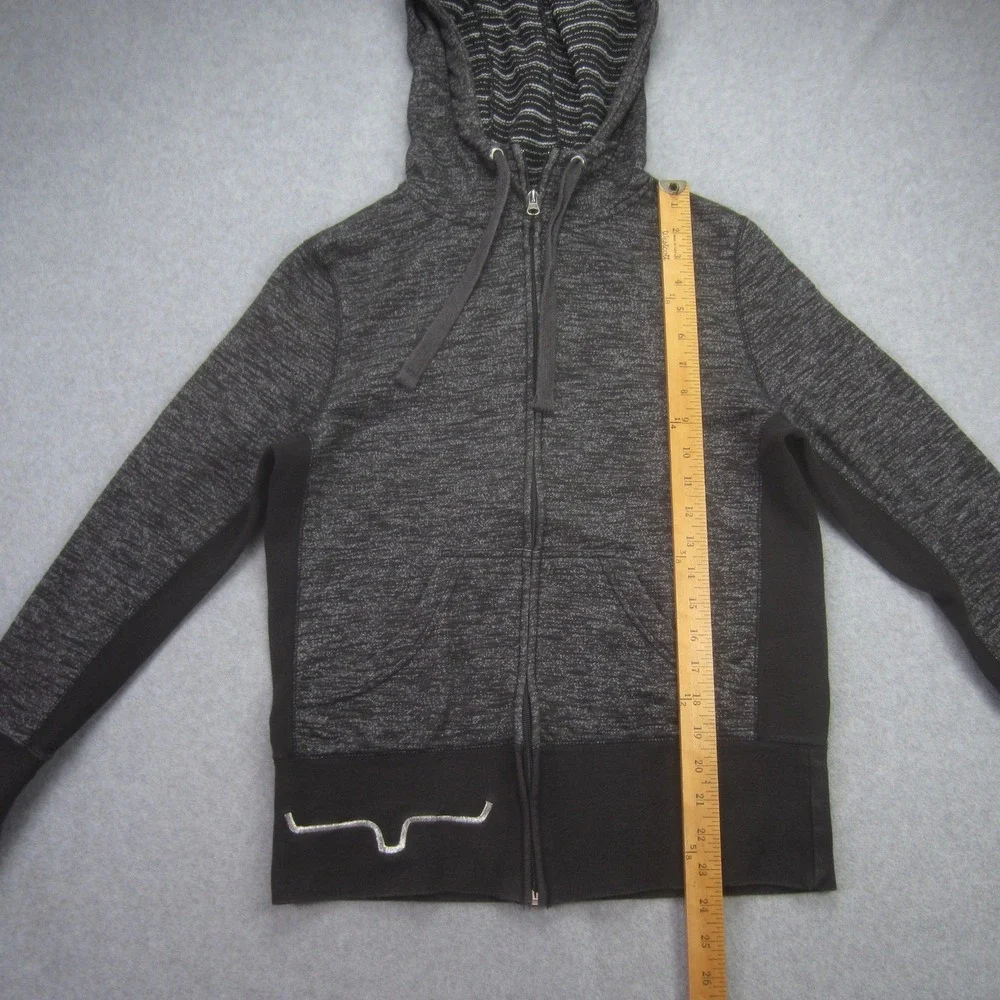 Kimes Ranch Jacket Womens Medium Black Space Dye Full Zip Hoodie Horn Logo‎ Slim - Picture 9 of 16